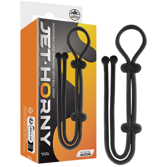 Adjustable Cock Ring with Ball Strap (Black)-FNR026A000-010