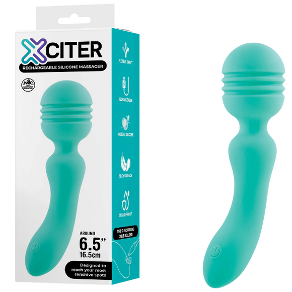 Exciter - Rechargeable Silicone Massager (Teal)-FPBQ048A00-026