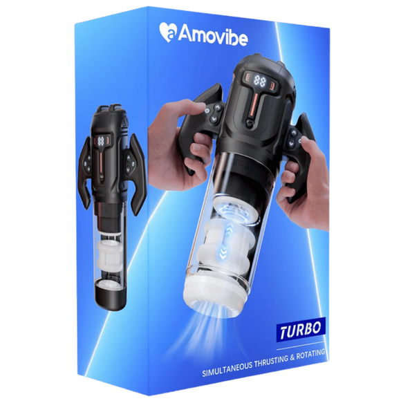 Turbo - Thrusting & Rotating Male Masturbator (Black)-JE-F027