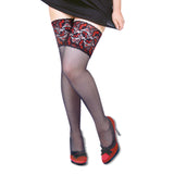 Noir Handmade Power Wetlook Stockings With Siliconed Lace