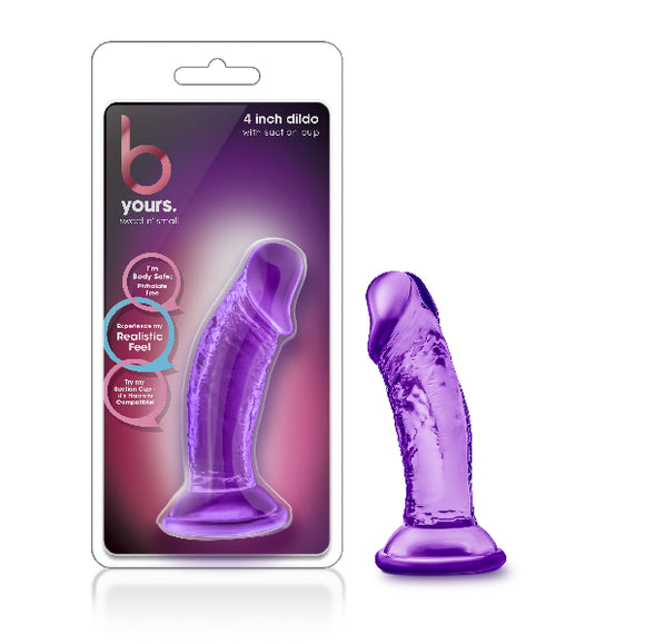 B Yours Sweet N Small  Dildo with Suction Cup 4in Purple