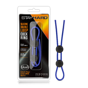 Stay Hard Silicone Double Loop Cock Ring Blue