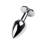 Silver Metal Anal Plug w Black Gem