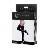 Glossy Wetlook Stockings w Lace Insert Eliza