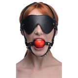 Blindfold Harness w Ball Gag Black