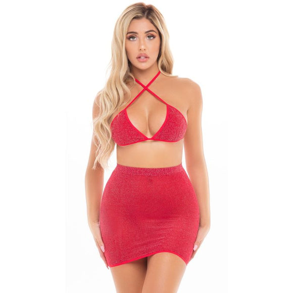 Cherry 2 Pc Skirt Set Red
