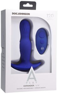 EXPANDER - Rechargeable Silicone Anal Plug With Remote - Royal Blue