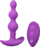 BEADED VIBE - Rechargeable Silicone Anal Plug With Remote - Purple