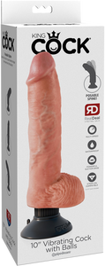 10" Vibrating Cock With Balls (Flesh)